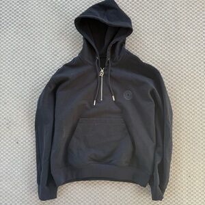 Solid Homme black quarter zip hooded hoodie sweater